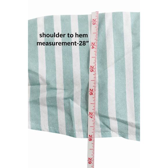 Calvin Klein Mint Stripe Minimalist modern Coastal Chic Blouse Large Button Down - Picture 6 of 7